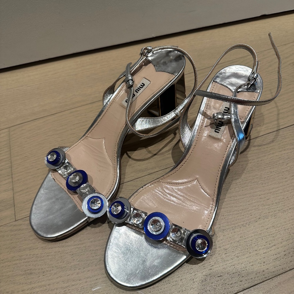 Miu Miu Crystal Embellished Sandal